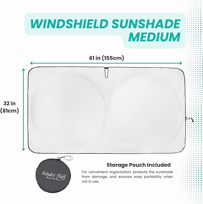 Windshield Sun Shade -Certified 99.87% UVB & 99.02% UVA Car Sun Shade. Award Winning Sunshade - Patented Technology | Compatible for Audi Q3 (2013-2018) | Car Shades by Kinder Fluff