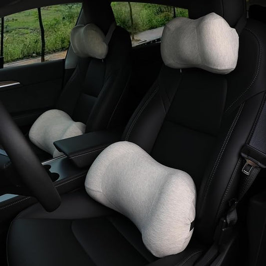 Lumbar Support Pillow for car，Car Neck Pillow Kit, Memory Foam Ergonomic Car Headrest and Lumbar Support for Driving Fatigue Relief, Comfort and Support Your Neck and Back