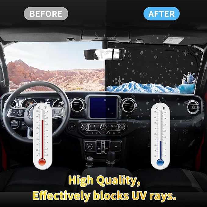 Sun Shade Sunshade for 2017-2024 2025 2026 Mini Countryman Cooper F60 SUV Windshield Cover, 4-Layers Sun Shield 250T Silver Coating Sun Visor Foldable Window Shade Blocks UV Rays Car Accessories