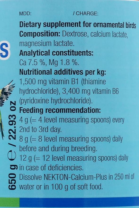 Nekton Calcium Plus - Calcium with Magnesium & Vitamins, White, 330g/11.64 oz