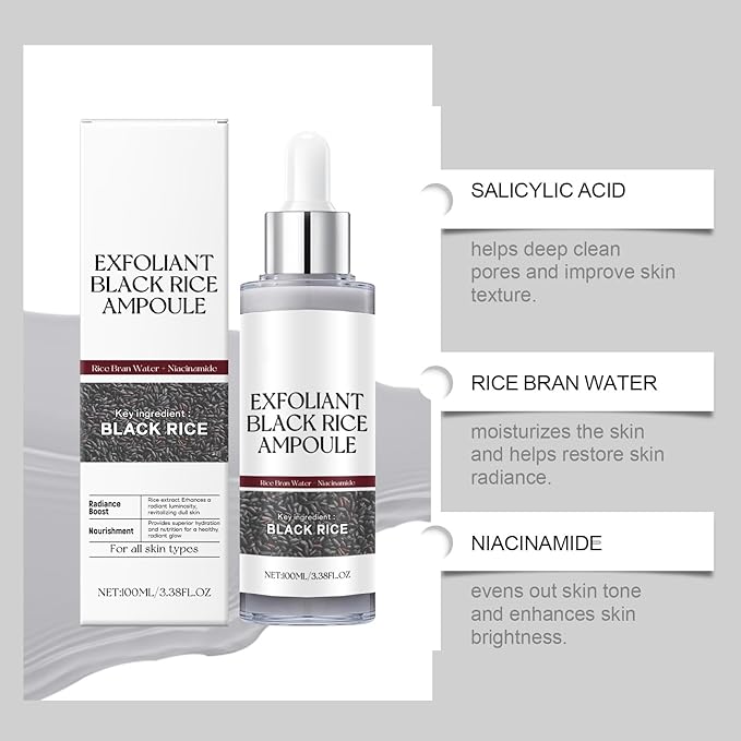2PCS Peel Shot Glow Rice Ampoule Duo,White & Black Rice Exfoliant,Rice Ampoule Duo Exfoliating Solution,2025 New Black & White Rice Brightening Duo for Glowing Skin | Gentle Peel + Pore Minimizing