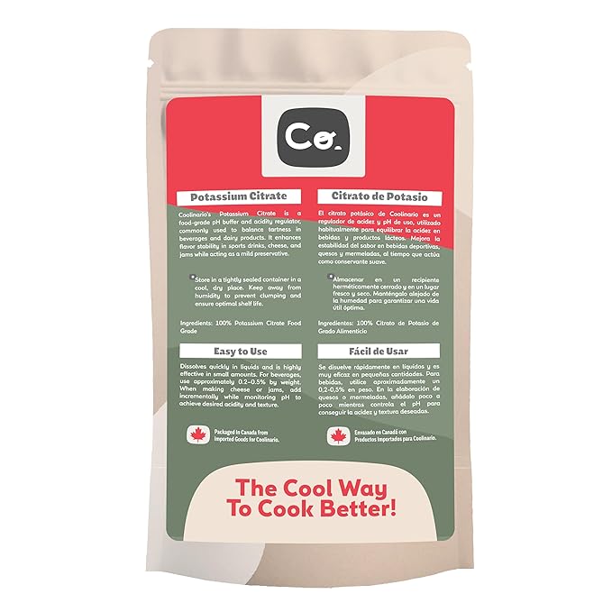 Coolinario Potassium Citrate Powder (4 Oz) pH Buffer & Acidity Regulator for Beverages & Dairy | Enhances Flavor & Shelf Life | Perfect for Sports Drinks, Cheese & Jams | Food Grade