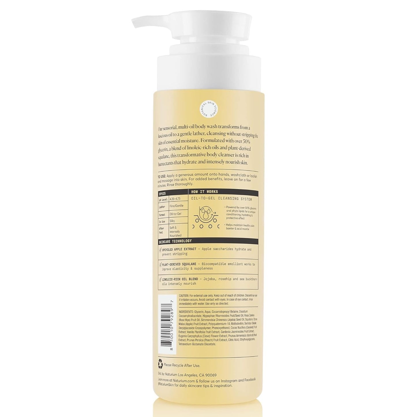Naturium Calmer Ceramide Body Wash | Fragrance-Free & Moisturizing | 16.9 oz