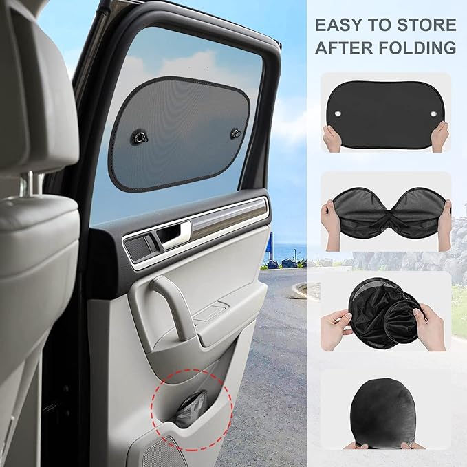 Car Window Shade, 2 Pack Car Sun Shade for Window Baby Suction Cups Sunshade for Side Window Sun and UV Block for Kids/Adults/Pets - 17.3''x14'' Universal Fits