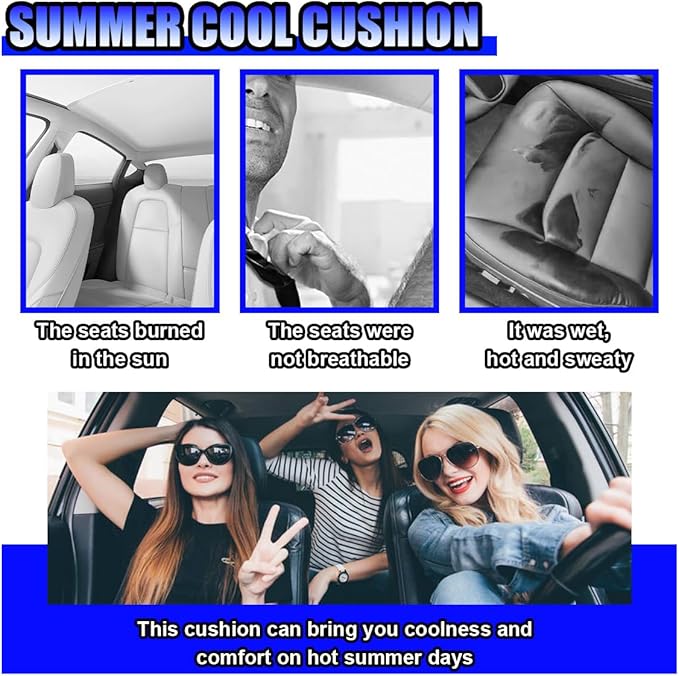 Car Seat Cushion, Comfort Cool Ice Silk Fibers Automotive Front Seats Pad, Non-Slip Breathable Auto Guard Seat Cushion, Drivers Seats Protector Covers for Vehicle, Home, Office (Coffee)