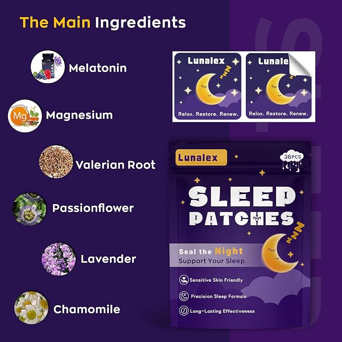66ct Sleep Patches for Adults Extra Strength – All Natural Nighttime Comfort with Melatonin & Magnesium, Quick-Acting & Long-Lasting