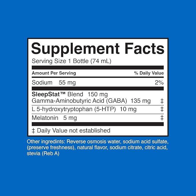 Dream Water Sleep Aid Supplement Drink; Melatonin 5mg, GABA, 5-HTP; Zero sugar, Natural flavors, No added colors, 2.5 oz liquid sleep shots, Snoozeberry, 24-Count