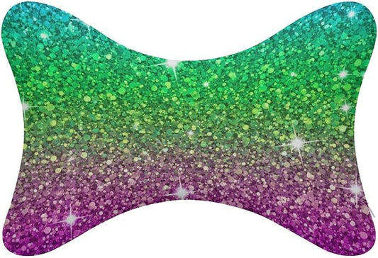 Headrest Pillow for Car Seat, 2 Pcs Memory Foam Neck Support Pillow for Neck Pain Relief, Compatible with Beautiful Turquoise Bling Glitter Sparkles Pattern Car Office Soft Travel Pillow