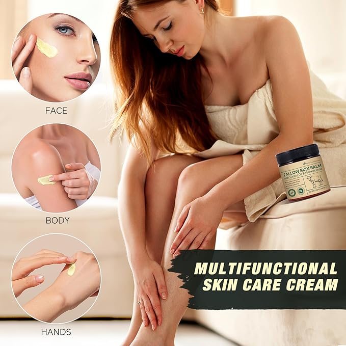 Tallow Skin Balm With Castor Oil & Frankincense, Vitality Frankincense Balms 100% Grass-Fed Tallows For Skin Care Castor Oil Balm Beef Tallow For Face & Body120 G/4.2 Oz