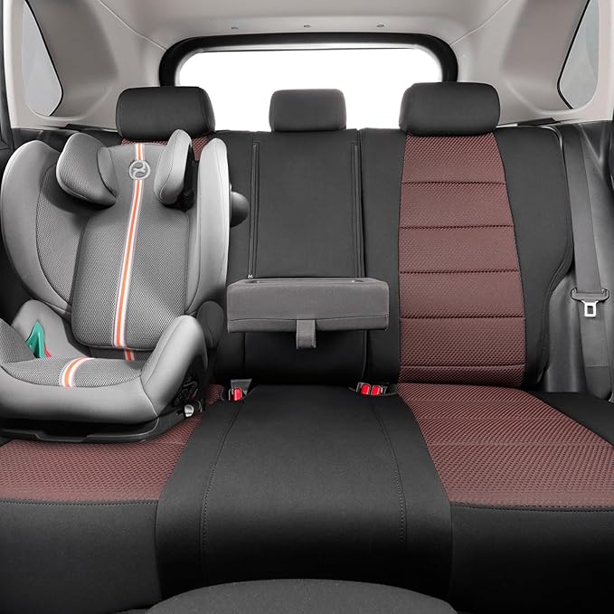 coverdream 2026 Rav4 Seat Covers Custom Fit for 2026 Toyota Rav4 Hybrid (SE,XSE) & PHEV GR Sport SUV,Full Set Polyester Car Seat Protector Black&Wine Red