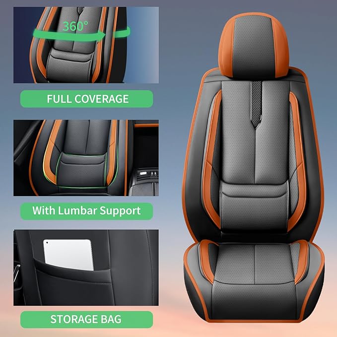 Fit 4Runner Car Seat Covers (5 Seats) for Select Toyota 4Runner 2003-2024 2025 2026 - Full Coverage Leather,Airbag Compatible, Waterproof & All Weather Seat Cushion Protector,Full Black-Brown