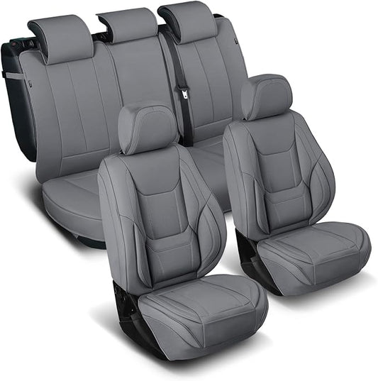 Coverland Custom Fit Car Seat Covers for Car Compatible with [Cadillac DTS, Oldsmobile Cutlass] Premium Water Resistant Leather Non-Slip Interior Protector [Full Set Dark Gray - Size Chart X78]