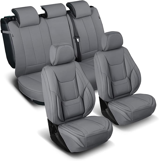 Coverland Custom Fit Car Seat Covers for SUV Compatible with [Ford Escape, Ford Mustang Mach-E] Premium Water Resistant Leather Non-Slip Interior Protector [Full Set Dark Gray - Size Chart X72]