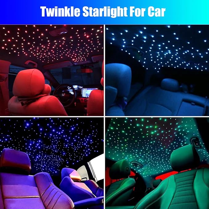 16W Car Home Starlight Headliner Kit, Twinkle & Sound Activate RGBW Fiber Optic Lights with APP & Remote Control, Star Lights for Ceiling Decoration, 450 pcs 9.8ft