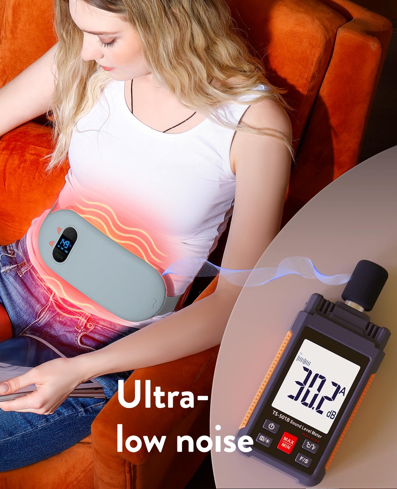 Portable Heating Pad for Period Cramps: Cordless Menstrual Heating Pad with 6 Heat Levels and 6 Massage Modes, 3s Fast Heating Gift for Women and Girl(Pink)