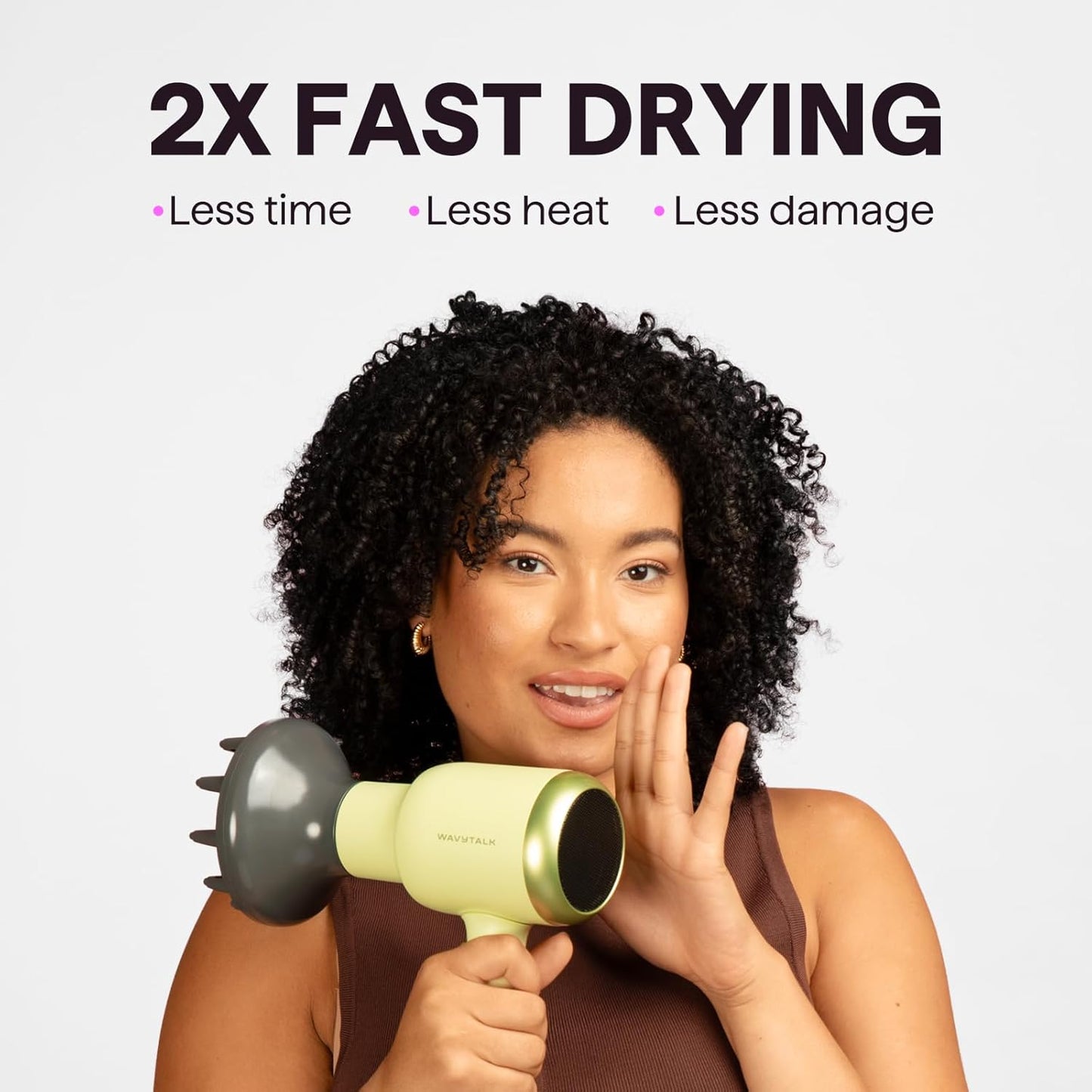 Ionic Hair Dryer for Curly Hair | 1875W Fast Drying | Diffuser & Attachments | Rose Gold