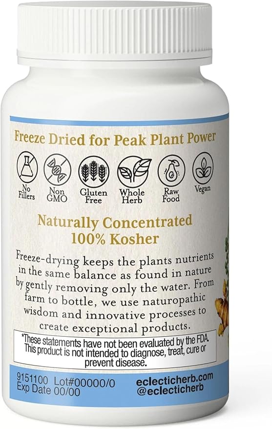 Eclectic Institute Raw Fresh Freeze-Dried Non-GMO Turmeric and Pepper | 90 CT (430 mg)