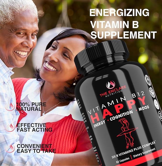 THE ENCLARE NUTRITION Vitamin B12 - Vitamin B Complex with Vitamin C, Biotin, Inositol, Folic Acid, B Vitamins, B1, B2, B3, B4, B5, B6, B7, B8, B9. Brain, Heart, Immune Support, Energy Supplements (1)