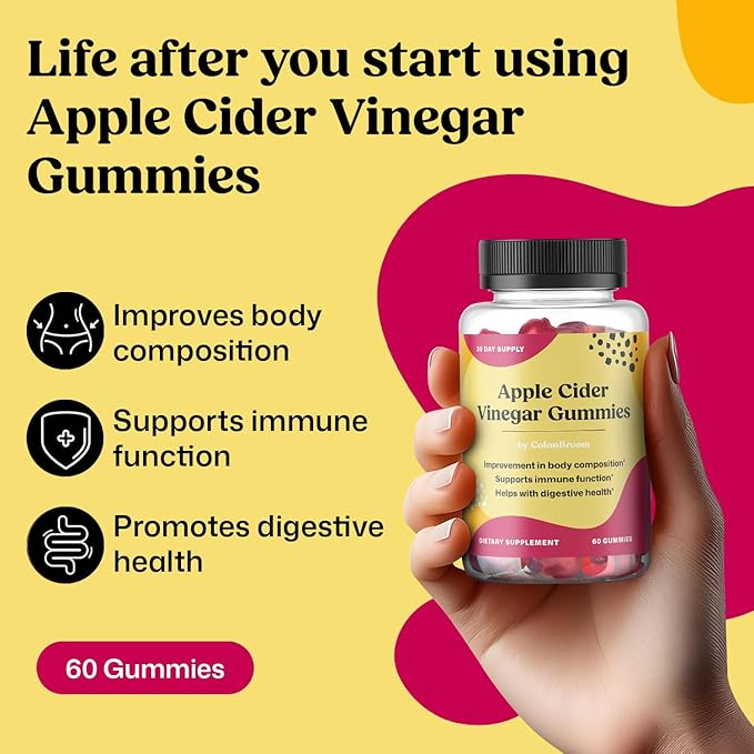 ColonBroom Psyllium Husk Powder (Strawberry, 50 Servings) + Apple Cider Vinegar Gummies for Women – Supports Body Composition, Boost Metabolism & Improves Digestive Wellness (60 Count)