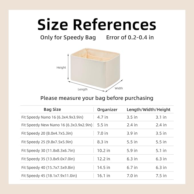 DGAZ Silk Purse Organizer Insert Fits LV Speedy 16/20/25/30/35/45 bags，Silky Smooth Bag Organizer，Luxury Handbag & Tote Shaper（Craie，SP35）