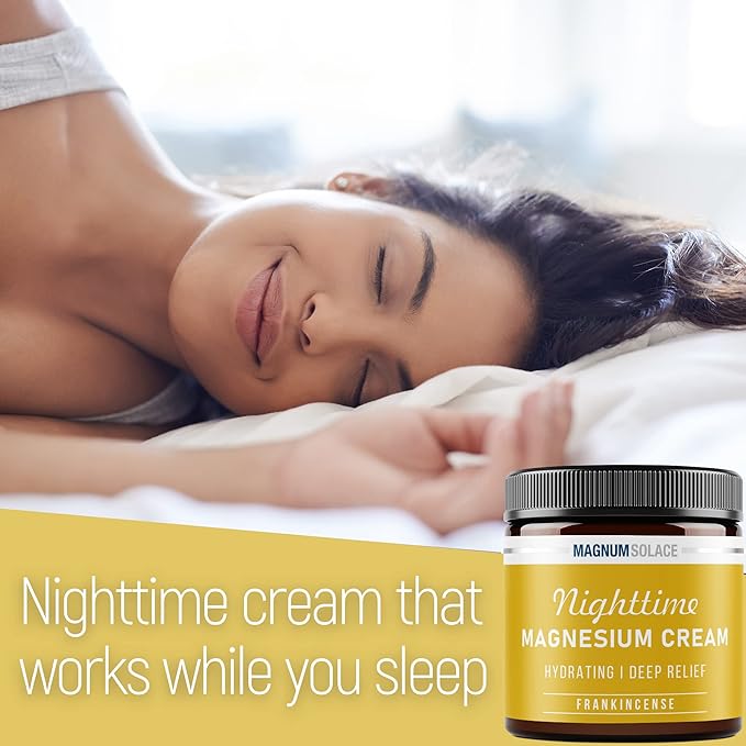 Magnesium Cream – Nighttime Magnesium Lotion – Apply to Legs, Buttocks, Arms or Chest – Topical Magnesium Chloride – USA Made and Safe for Kids