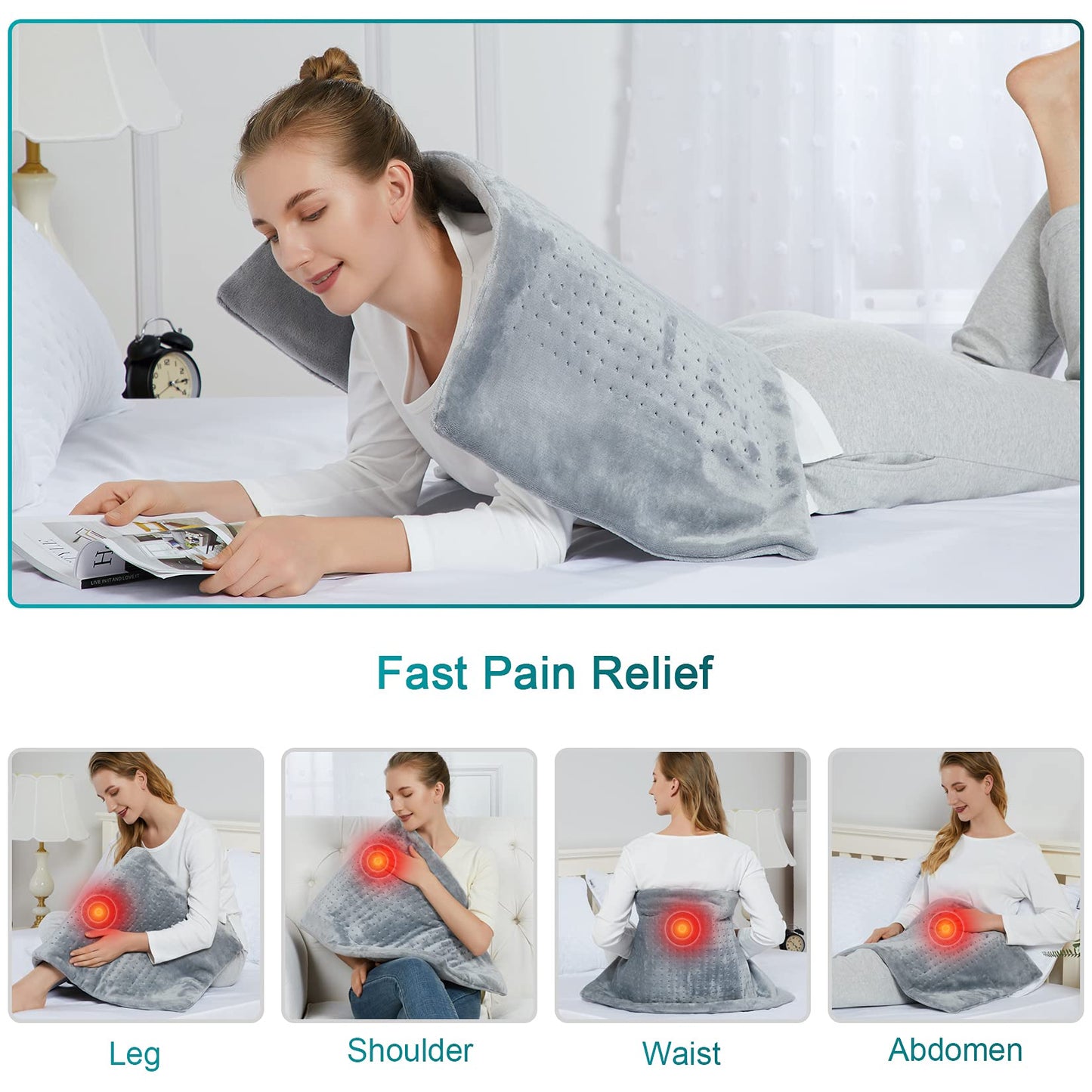 Heating Pad for Back Pain Relief, CAROMIO 33"x17" Extra Large Electric Heating Pads for Cramps Neck and Shoulders, Moist & Dry Heat Therapy,2H Auto Off,4 Temperature Settings,Machine Washable