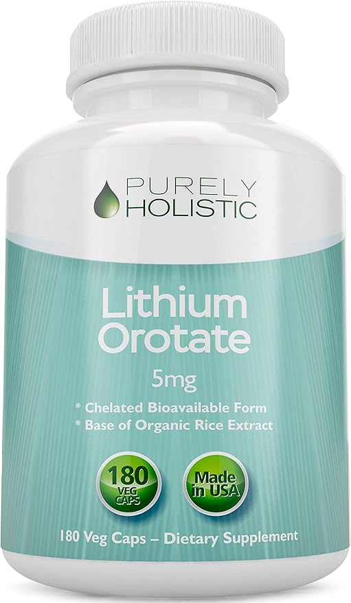 Lithium Orotate 5mg, 180 Vegetarian Lithium Capsules, Supplement Lithium Orotate 5mg, 180 Vegetarian Lithium Capsules, Helps Maintain Healthy Mood, Behavior Memory and Wellness