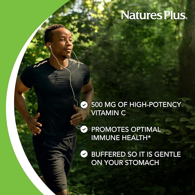 Natures Plus Orange Juice Chewable Vitamin C - 500 mg, 90 Tablets - High Potency Immune & Vascular Health Support Supplement, Antioxidant - Gentle On Stomach - Vegetarian, Gluten-Free - 90 Servings