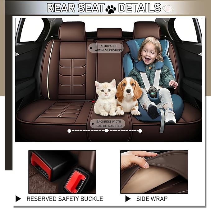 Leather Car Seat Covers Fit for Toyota Avalon 1996-2024, 5 Seater Car Seat Cover, Premium Waterproof, Scratch Resistant Car Interior Accessories (Full Set Coffee)