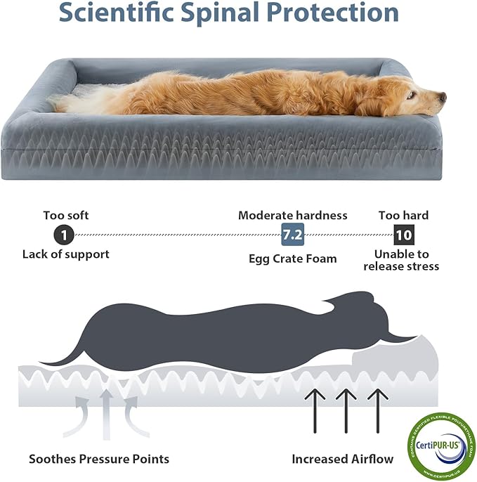 WNPETHOME Giant Dog Bed, Washable Dog Couch with Removable Waterproof Cover, Orthopedic Large Pet Sofa Bed with Bolster Sides for Sleeping