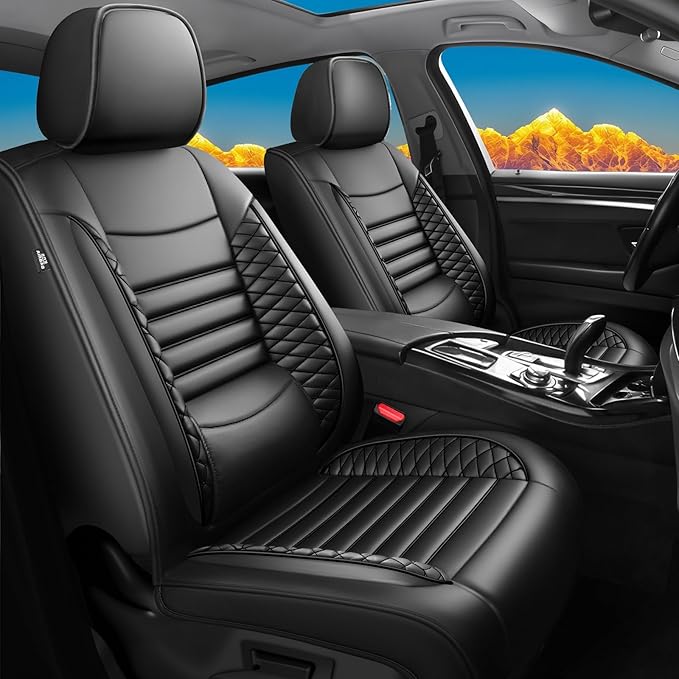 Fit Avalon Car Seat Covers for Toyota Avalon 2001-2024 2025 2026 - Upgraded Premium Waterproof & Breathable Leather, Airbag Compatible, All-Weather Seat Cushion Protector (Full Set, Black)