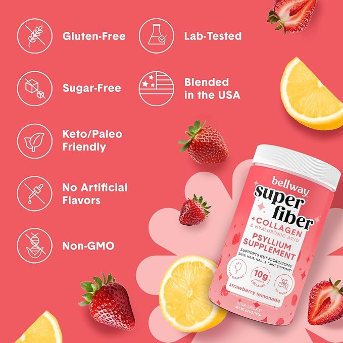 Bellway Super Fiber Powder + Collagen, Strawberry Lemonade Super Fiber + Greens Bundle