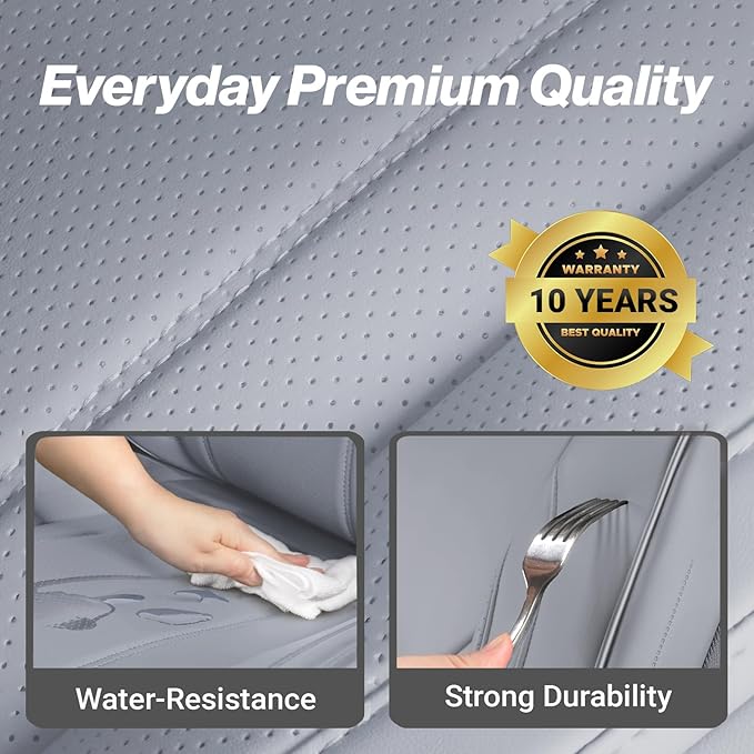 Coverland Custom Fit Car Seat Covers for Car Compatible with [Camry, Accord, Altima, Optima, ES, LS, 3-Series] Premium Waterproof Non-Slip Interior Seat Protector [Full Set Gray- Size Chart X61]