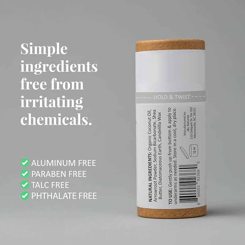 J&L Naturals Aluminum Free Deodorant for Men & Women | 100% Natural Ingredients With Coconut Oil, Shea Butter, & Essential Oils | Sustainable, Eco-Friendly (Woody & Spicy, 3.0 Oz (Pack of 4))