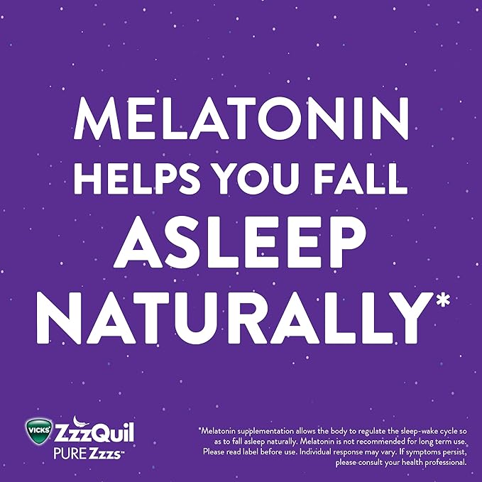 ZzzQuil PURE Zzzs Melatonin Gummies, Sleep Aid, Melatonin 2mg, with Chamomile & Lavender, Melatonin Sleep Gummies, Sleep Aids for Adults, Wildberry Vanilla Flavored, 24 Sleep Gummies