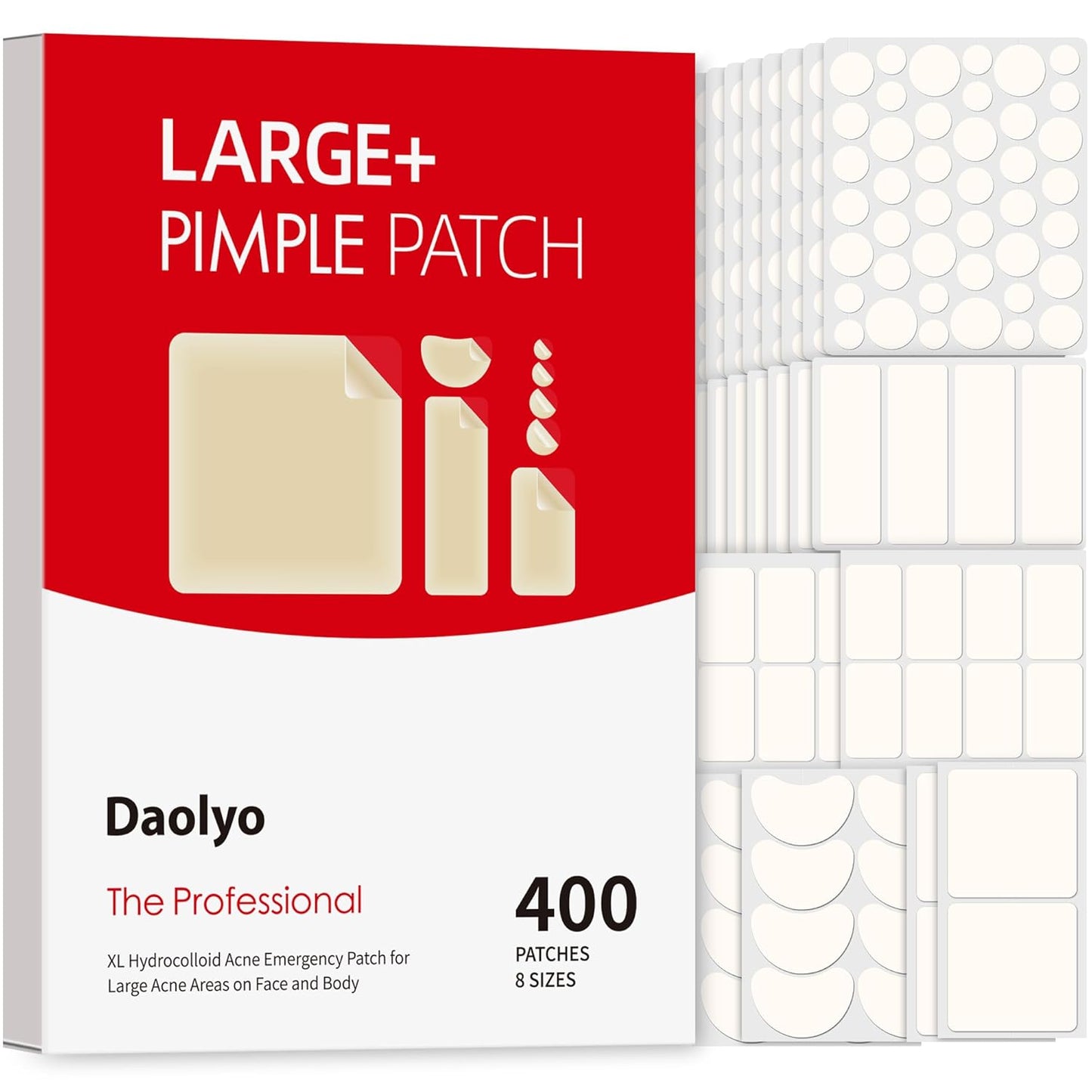 Large Hydrocolloid Acne Patches | 400 Count | Effective Zit Treatment