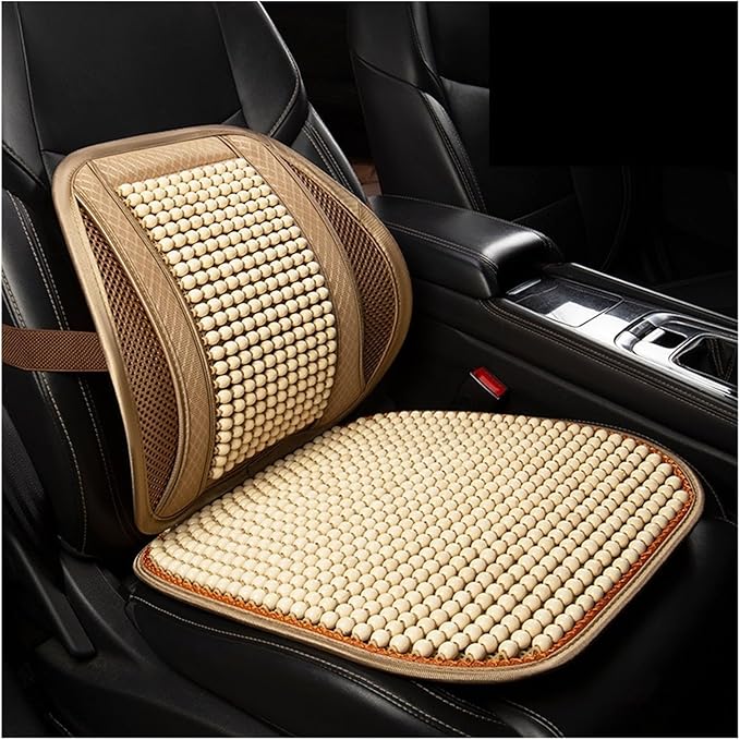 Car Seat Chair Back Cushion for Toyota RAV4 Prime 2025, Wooden Beads Ventilate Mesh Lumbar Brace Strong Durable Relieve Fatigue Summer Interior Accessories,A-Waist Cushion
