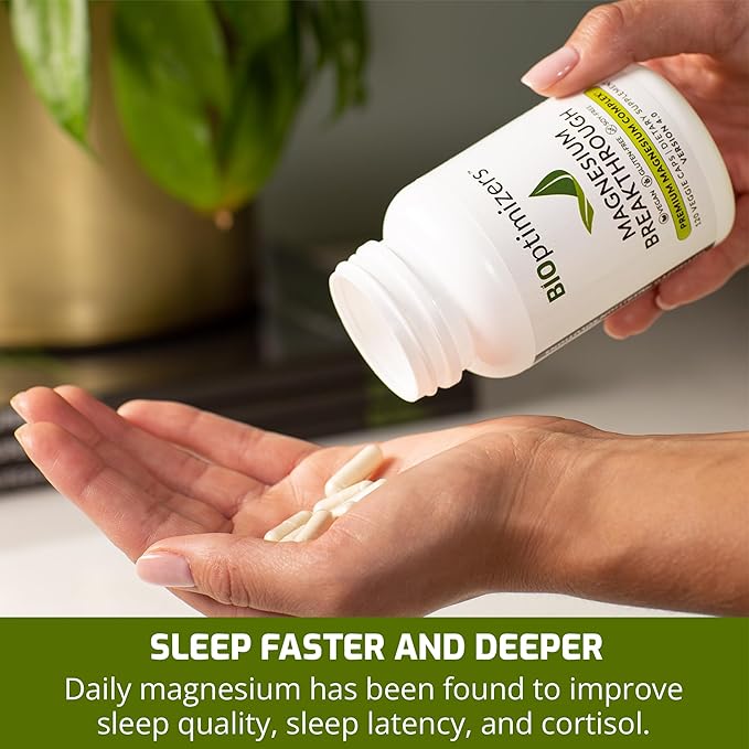 BIOptimizers Magnesium Breakthrough Supplement 4.0 - 7 Forms of Mg: Glycinate, Malate, Citrate, and More - Natural Support for Sleep and Cognitive Function - 60 Capsules- Calming Vitamins Complex