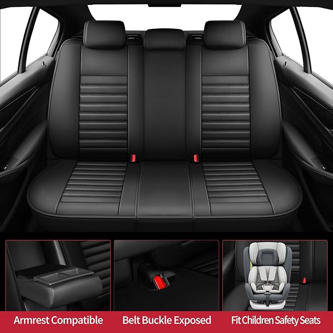 Fit 4Runner Car Seat Covers (5 Seats) for Select Toyota 4Runner 2003-2024 2025 2026 - Full Coverage Leather,Airbag Compatible,Waterproof & All Weather Seat Cushion Protector,Full Set,Black