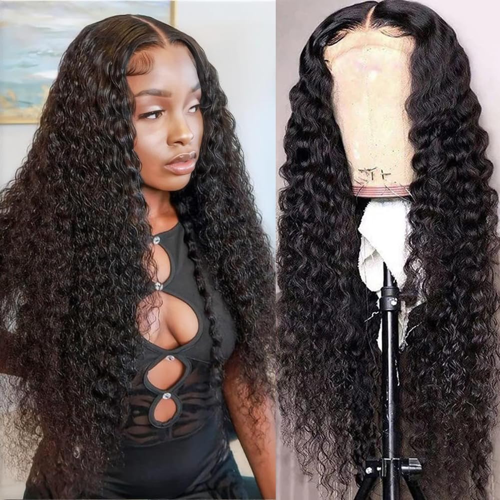 Super Idol Deep Wave Lace Front Wigs Human Hair 4X4 Lace Closure Brazilian Deep Wave Wigs For Black Women With Baby Hair Natural