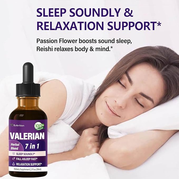Valerian Root Sleep Support Drops, Passion Flower, Chamomile, Lavender, Soursop Leaves, & Hibiscus Herb Extract Supplement Tincture for Sleep Soundly & Deeply. Perfect with Sleep Sounds. 2oz