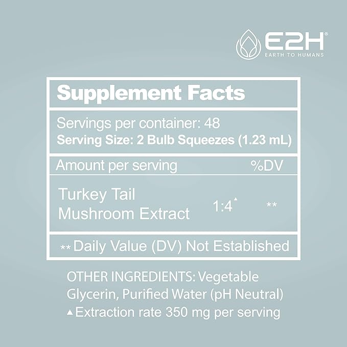 E2H Turkey Tail Mushroom Extract - All-Natural Immune System & Digestive Support from Advanced Mushroom Supplement - Turkey Tail Mushrooms Supplement - Non-GMO, Vegan (3 Bottles)