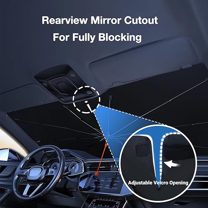 CHILL·TEK Funny Car Windshield Sun Shade Umbrella, Cows Print Car Sun Shade Umbrella, Block UV Rays Heat Foldable Windshield Umbrella Sun Visor Protector - Keep Vehicle Cool for Cars SUV