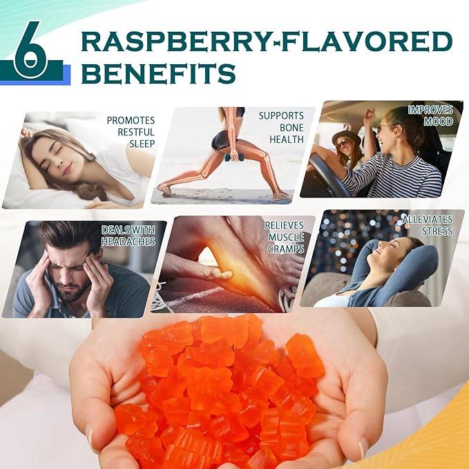 Magnesium Glycinate Gummies 1000mg - Sugar Free Magnesium Potassium Supplement with Vitamin D, B6, CoQ10 for Calm Mood & Sleep Support - 120 Orange Gummies