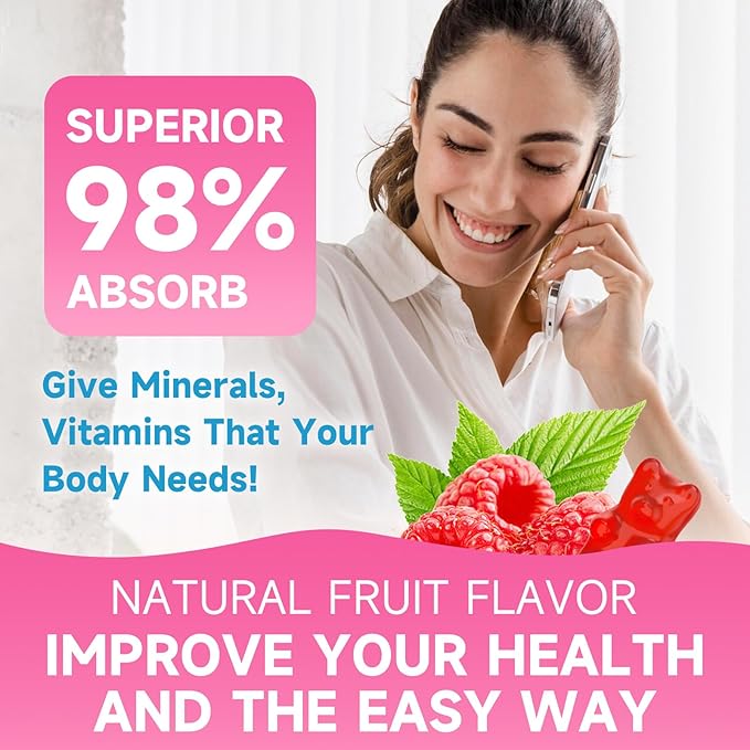 Calcium Citrate Gummies, Sugar Free Calcium Citrate 1000mg for Muscle Healthy, Absorption Calcium Supplements for Adults & Kids, Raspberry, 60 Count