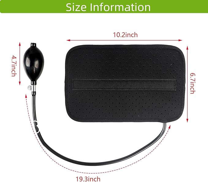 Inflatable Lumbar Support Pillow for Car Seat, Office Chair Bed, Home Use, with Air Pump Airbag Waist Brace Lumbar Traction Belt Back Support Cushion for Reducing Lower Back Pain