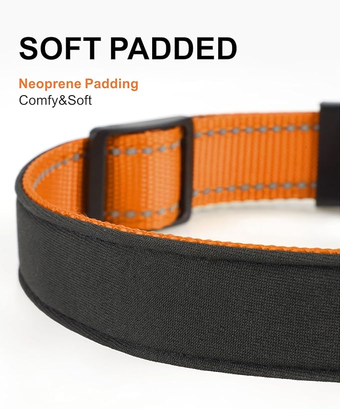 TagME Airtag Dog Collar,Waterproof Reflective Pet Collar with Airtag Holder,Soft Padded and Double D-Rings for Small Dogs,Orange