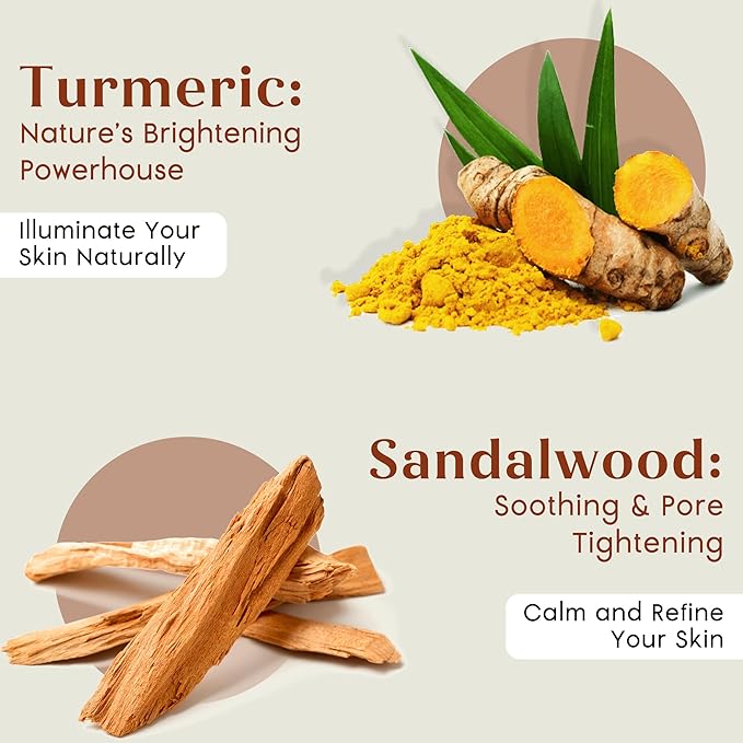 PRANA Sandalwood & Turmeric Face Mask - Natural Cleansing Facial Mask with Ayurvedic Ingredients - Bentonite & Kaolin Clay Mask - Brightening, Hydrating, Anti-Aging - Vegan & Cruelty-Free Mask (110ml)