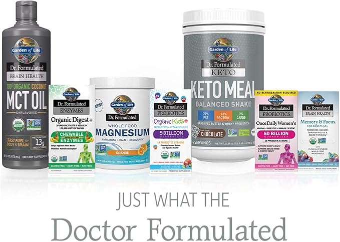 Garden of Life Dr. Formulated Brain Health 100% Organic Coconut MCT Oil 16 fl oz Unflavored, 13g MCTs, Keto & Paleo Diet Friendly Body & Brain Fuel, Certified Non-GMO Vegan & Gluten Free, Hexane-Free