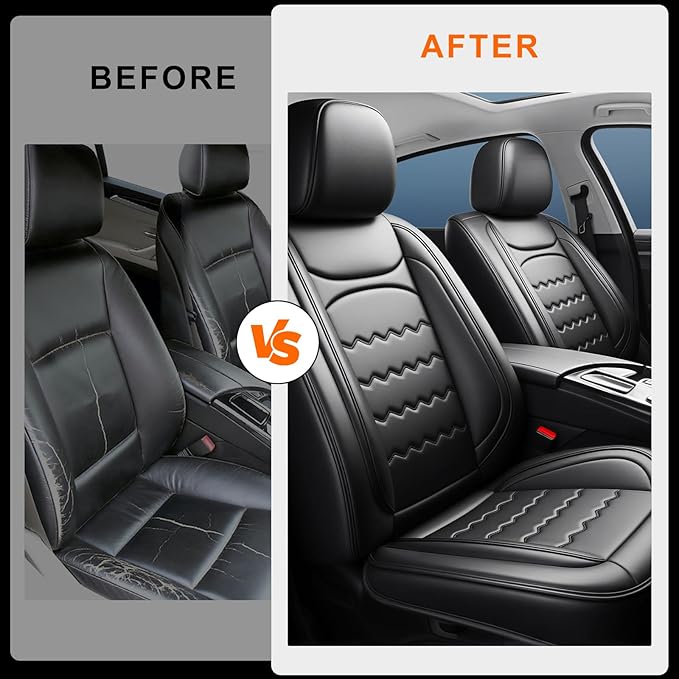 CX-3 Car Seat Covers Custom Fit for Mazda CX-3 2016-2021, Full Coverage Premium Leather Waterproof Breathable Seat Covers, Automotive Seat Protectors, Airbag Compatible(2 Front Seats, Black)
